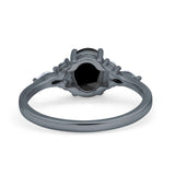 Art Deco Oval Wedding Ring Black Tone, Simulated Black CZ 925 Sterling Silver