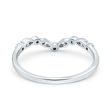 Curved Marquise Half Eternity Stackable Band Ring Simulated Aquamarine CZ 925 Sterling Silver