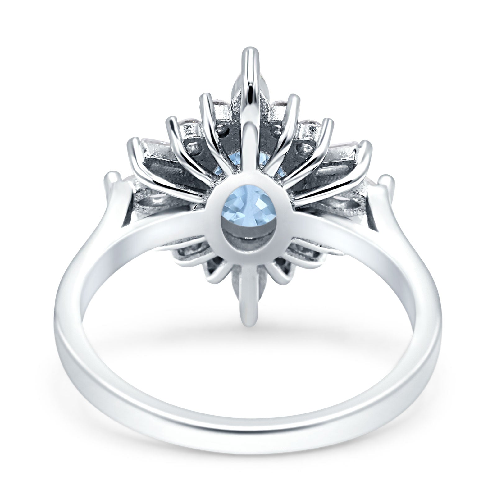 Wholesale Vintage Style Oval Engagement Ring Simulated Aquamarine CZ 925 Sterling Silver