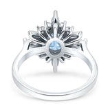 Wholesale Vintage Style Oval Engagement Ring Simulated Aquamarine CZ 925 Sterling Silver