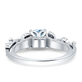 Vintage Style Floral Round Engagement Ring Simulated Aquamarine 925 Sterling Silver Wholesale