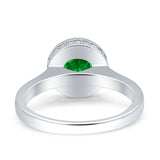 Bezel Set Hidden Halo Round Engagement Ring Simulated Green Emerald 925 Sterling Silver Wholesale