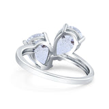 Teardrop Pear Art Deco Wedding Ring Simulated Cubic Zirconia 925 Sterling Silver
