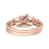 Vintage Style Bridal Ring Two Piece Rose Tone Cubic Zirconia 925 Sterling Silver Wholesale