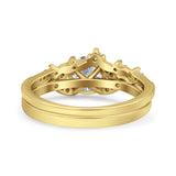 Vintage Style Bridal Ring Two Piece Yellow Tone Cubic Zirconia 925 Sterling Silver Wholesale