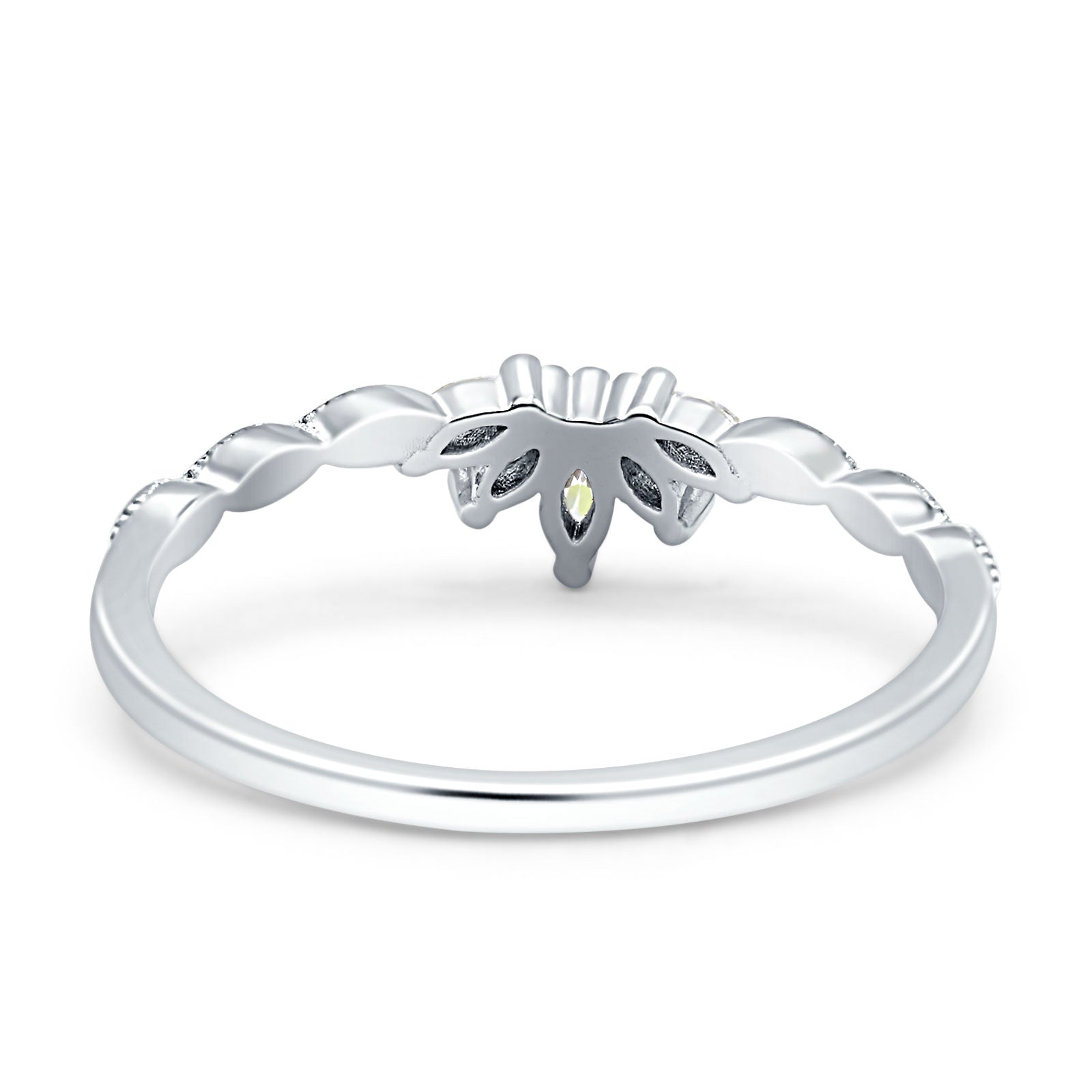 Half Eternity Wedding Ring Marquise Simulated Cubic Zirconia 925 Sterling Silver