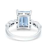 Vintage Emerald Cut Engagement Ring Simulated Aquamarine CZ 925 Sterling Silver Wholesale