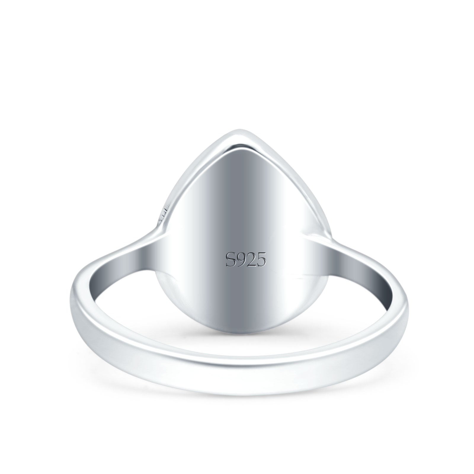 Petite Dainty Pear Lab Created White Opal Ring Solid Oxidized 925 Sterling Silver