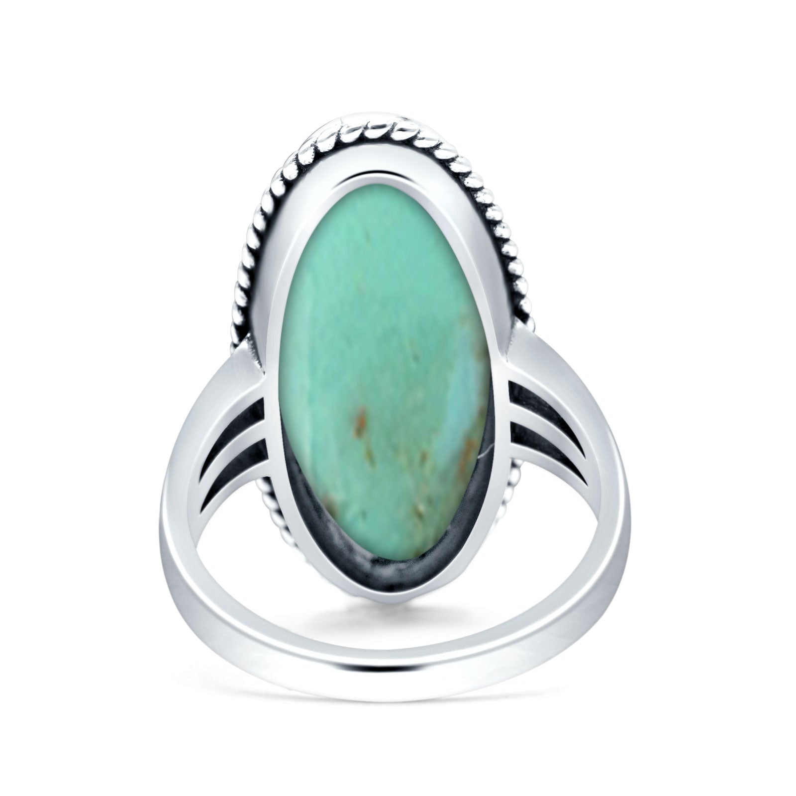 Oval New Design Statement Fashion Oxidized Simulated Turquoise Solid 925 Sterling Silver