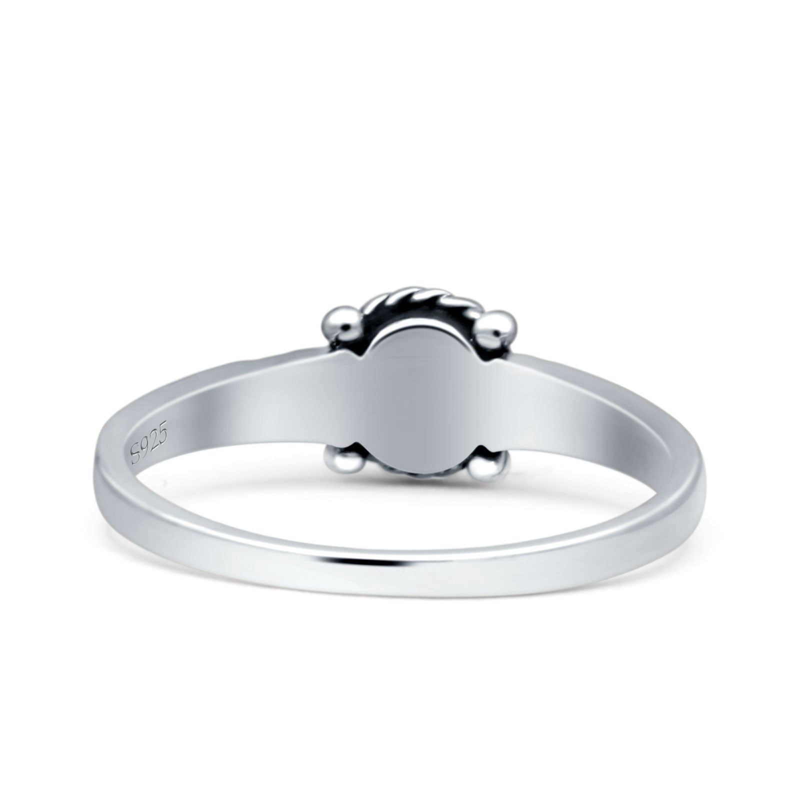 Vintage Style Oval Thumb Ring Statement Fashion Oxidized Lab Created Blue Opal 925 Sterling Silver