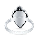Petite Dainty Statement Fashion Pear Thumb Ring Simulated Abalone 925 Sterling Silver