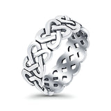 Celtic Oxidized Band Solid 925 Sterling Silver Thumb Ring (7mm)