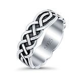 Celtic Oxidized Band Solid 925 Sterling Silver Thumb Ring (8mm)