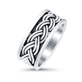 Celtic Weave Crisscross Infinity Oxidized Band Solid 925 Sterling Silver Thumb Ring (8mm)