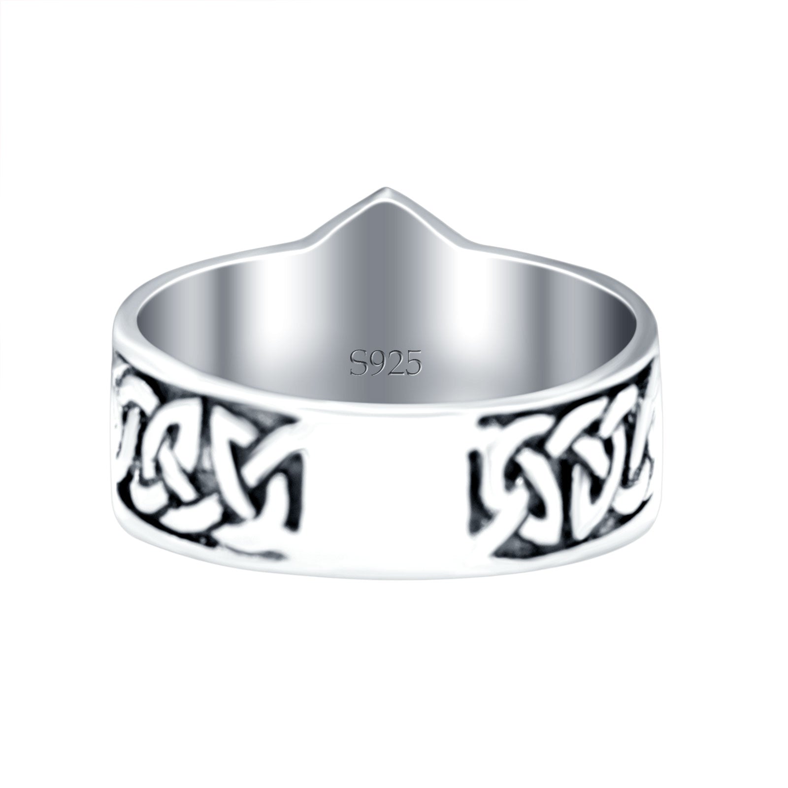 Celtic Pentagram Star Oxidized Band Solid 925 Sterling Silver Thumb Ring (15mm)