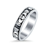 Claddagh Oxidized Band Solid 925 Sterling Silver Thumb Ring (6mm)