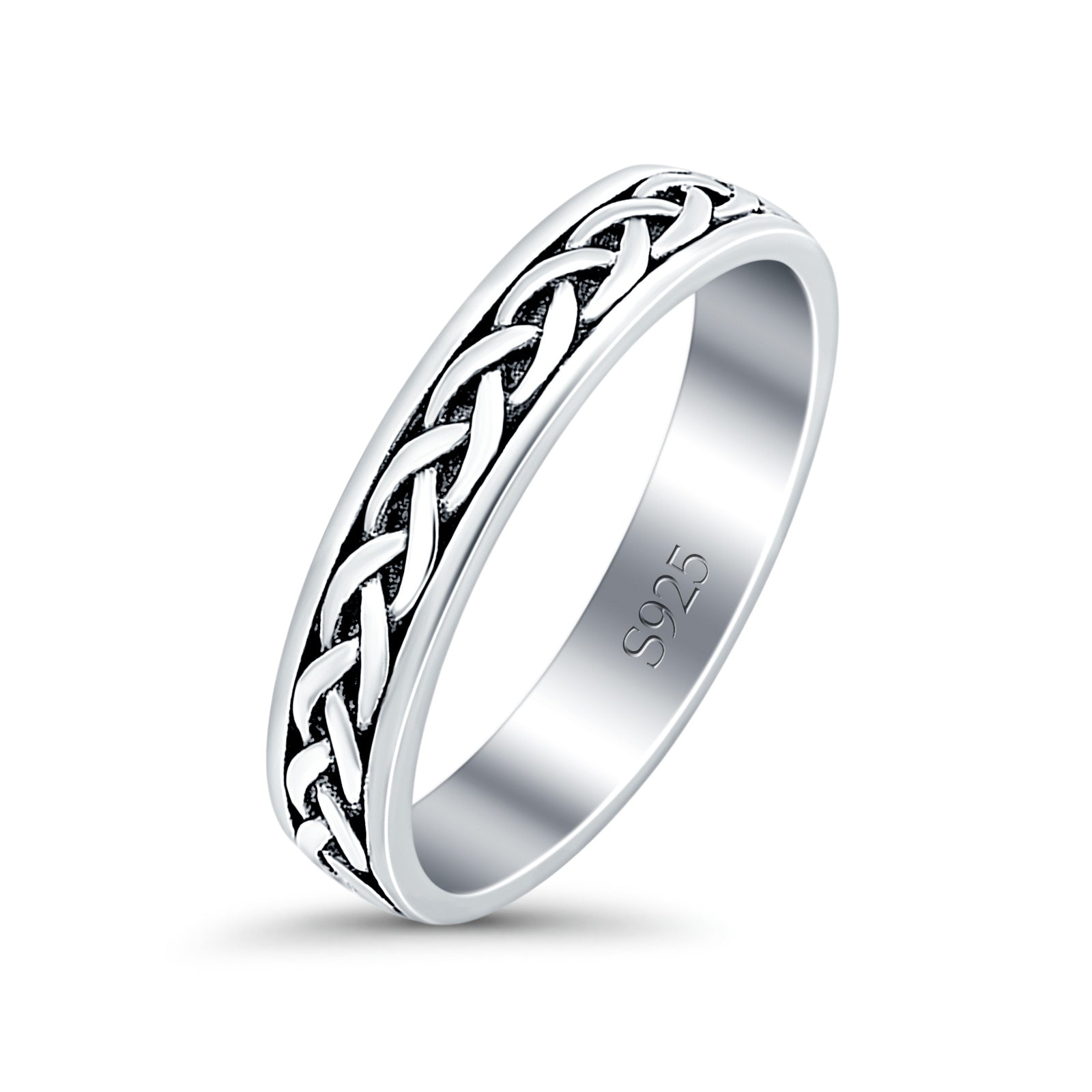 Crisscross Infinity Oxidized Band Solid 925 Sterling Silver Thumb Ring (5mm)