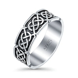 Celtic Oxidized Band Solid 925 Sterling Silver Thumb Ring (7mm)