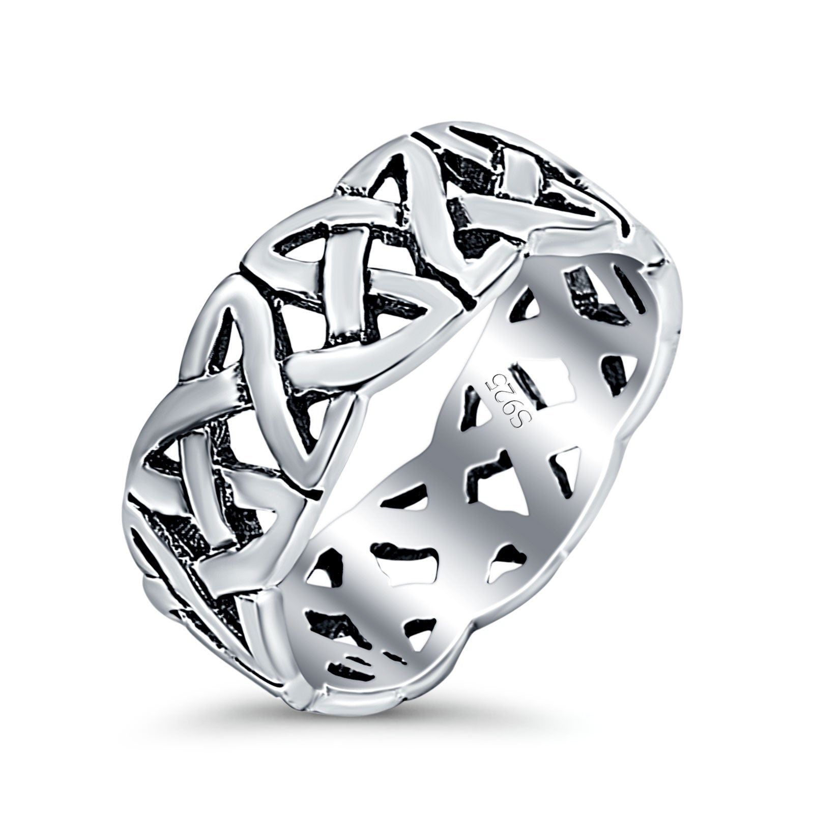 Celtic Oxidized Band Solid 925 Sterling Silver Thumb Ring (7mm)