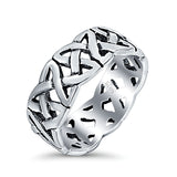 Celtic Oxidized Band Solid 925 Sterling Silver Thumb Ring (7mm)