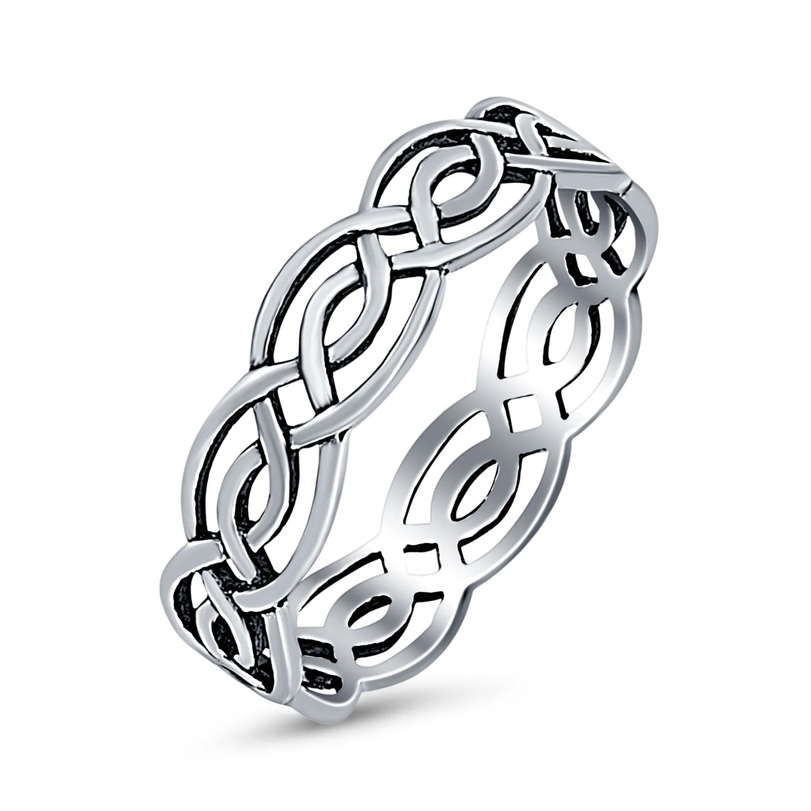 Celtic Ring Oxidized Band Solid 925 Sterling Silver Thumb Ring (5mm)