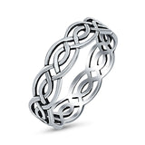 Celtic Ring Oxidized Band Solid 925 Sterling Silver Thumb Ring (5mm)