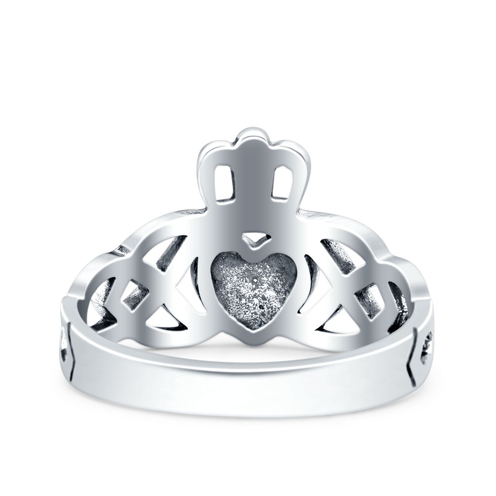 Claddagh Oxidized Band Solid 925 Sterling Silver Thumb Ring (11mm)