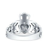 Claddagh Oxidized Band Solid 925 Sterling Silver Thumb Ring (11mm)