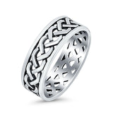Celtic Ring Oxidized Band Solid 925 Sterling Silver Thumb Ring (8mm)