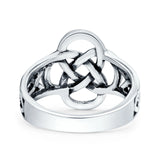 Celtic Ring Oxidized Band Solid 925 Sterling Silver Thumb Ring (10mm)