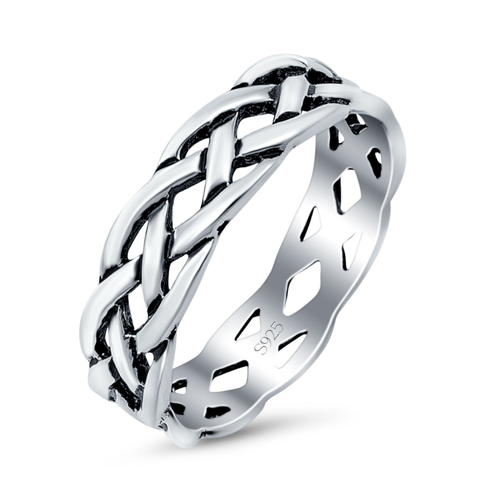 Celtic Oxidized Band Solid 925 Sterling Silver Thumb Ring (6mm)