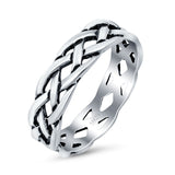 Celtic Oxidized Band Solid 925 Sterling Silver Thumb Ring (6mm)
