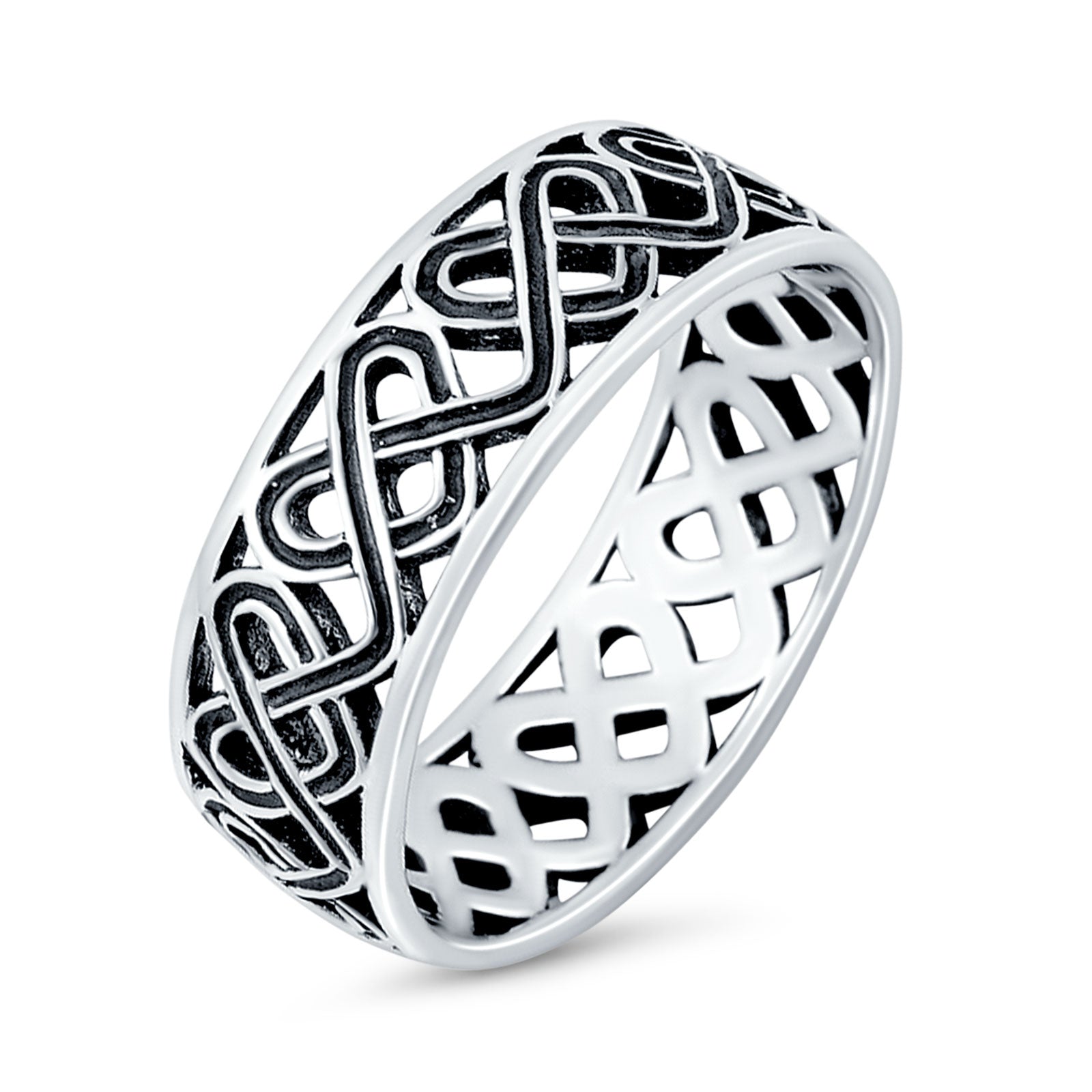 Celtic Oxidized Band Solid 925 Sterling Silver Thumb Ring (7mm)