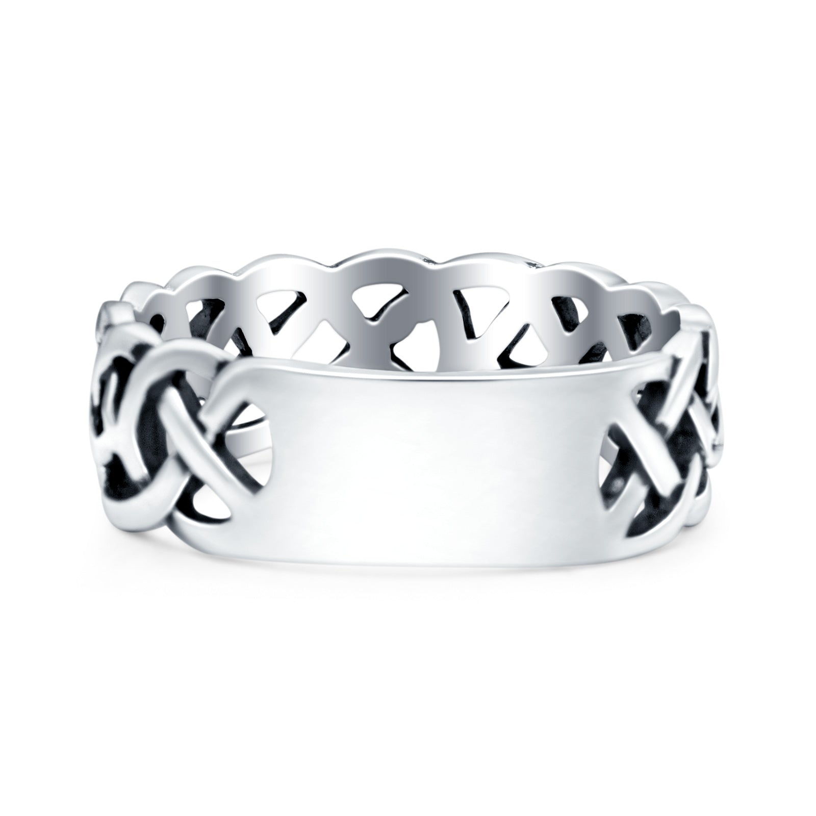 Celtic Oxidized Band Solid 925 Sterling Silver Thumb Ring (7mm)