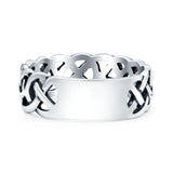 Celtic Oxidized Band Solid 925 Sterling Silver Thumb Ring (7mm)