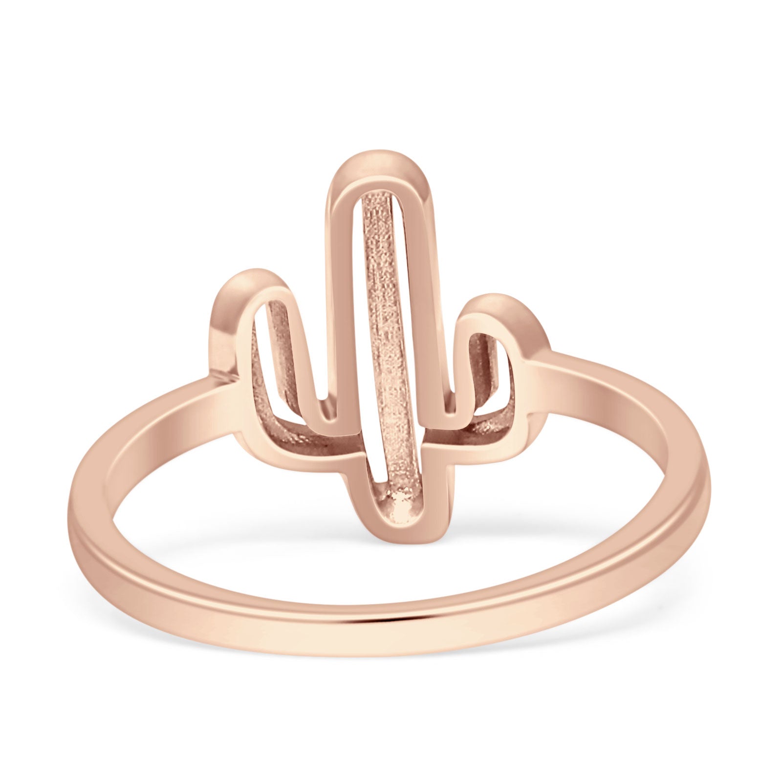 Cactus Rose Tone Plain Ring Band 925 Sterling Silver