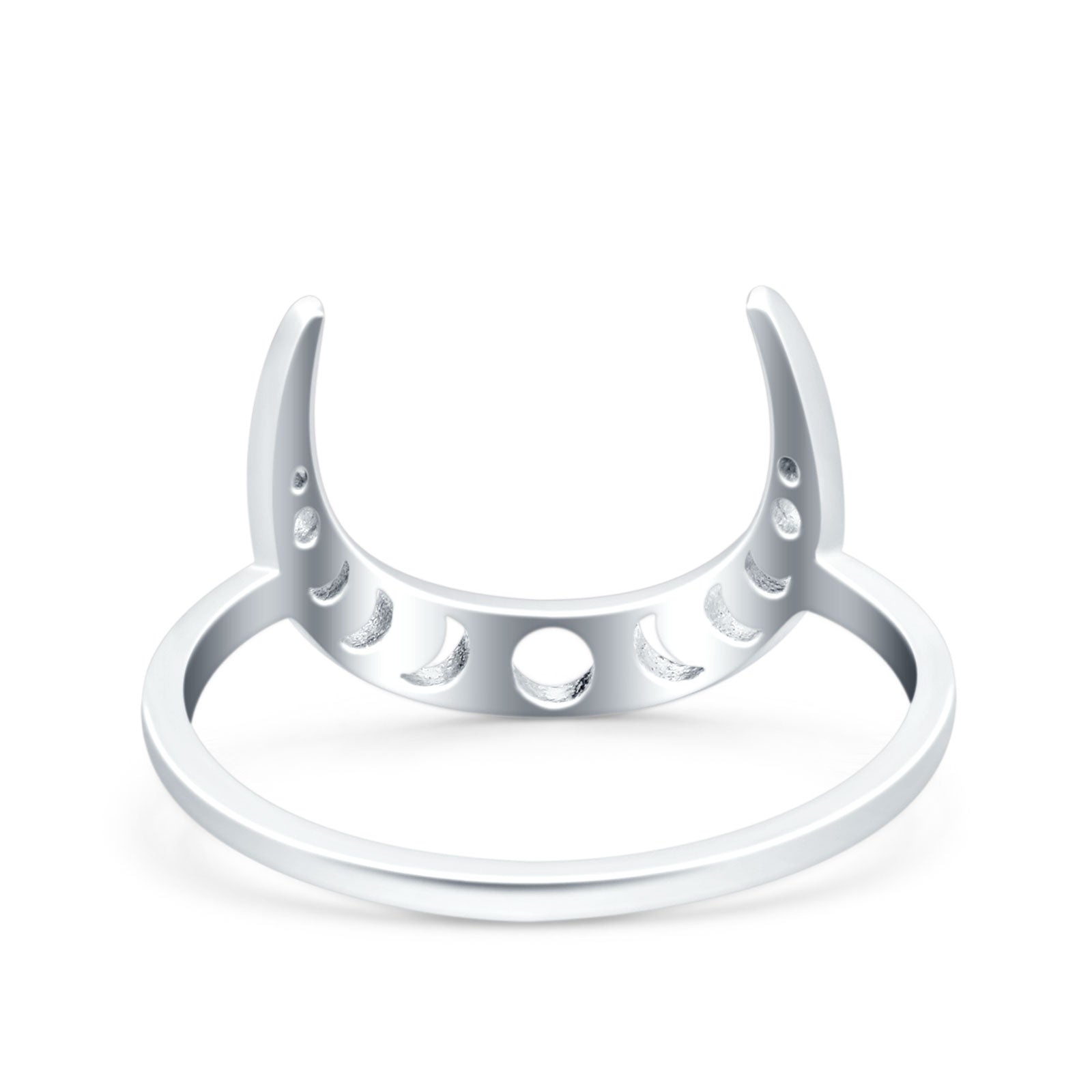 Crescent Moon Phases Oxidized Band Solid 925 Sterling Silver Thumb Ring (11mm)