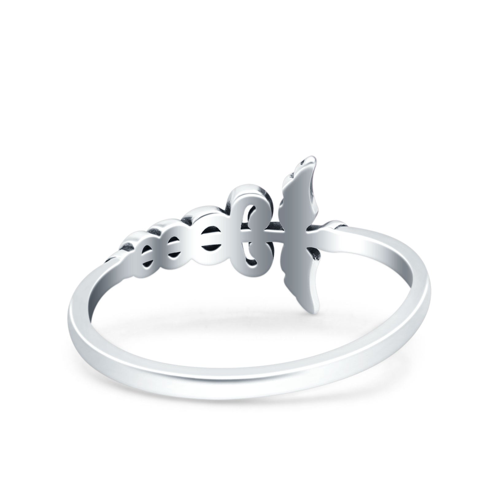 Caduceus Oxidized Band Solid 925 Sterling Silver Thumb Ring (10mm)