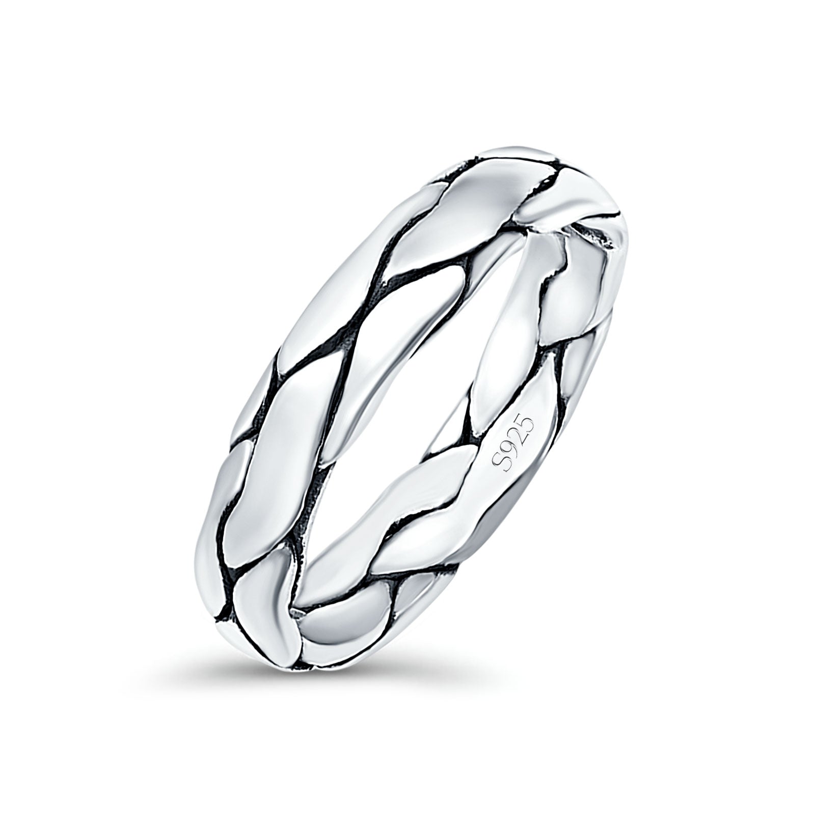 Snake Skin Band Oxidized Solid 925 Sterling Silver Thumb Ring (4.5mm)