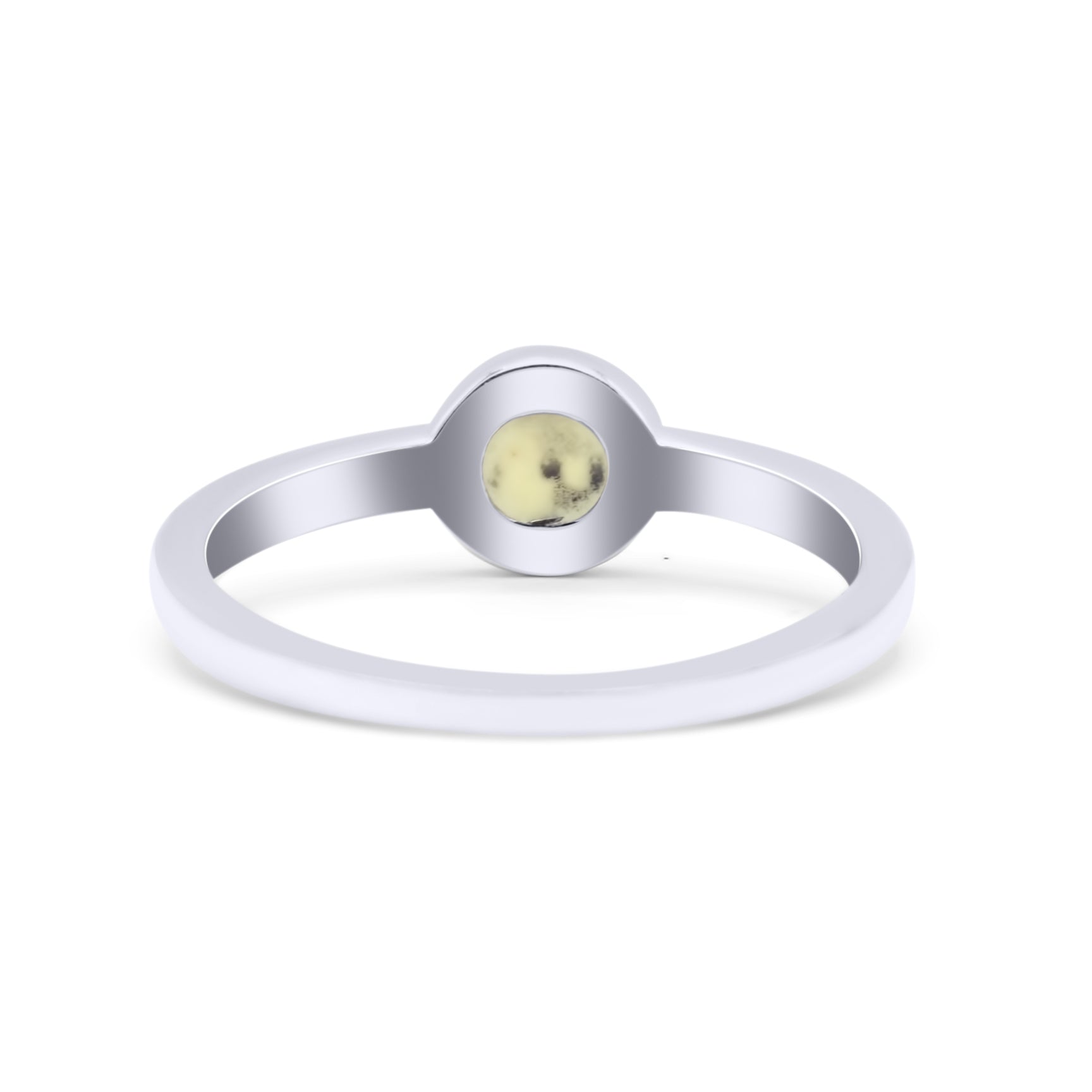 Petite Dainty Thumb Ring Round Statement Fashion Ring Lab Created White Opal Oxidized 925 Sterling Silver