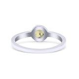 Petite Dainty Thumb Ring Round Statement Fashion Ring Lab Created White Opal Oxidized 925 Sterling Silver