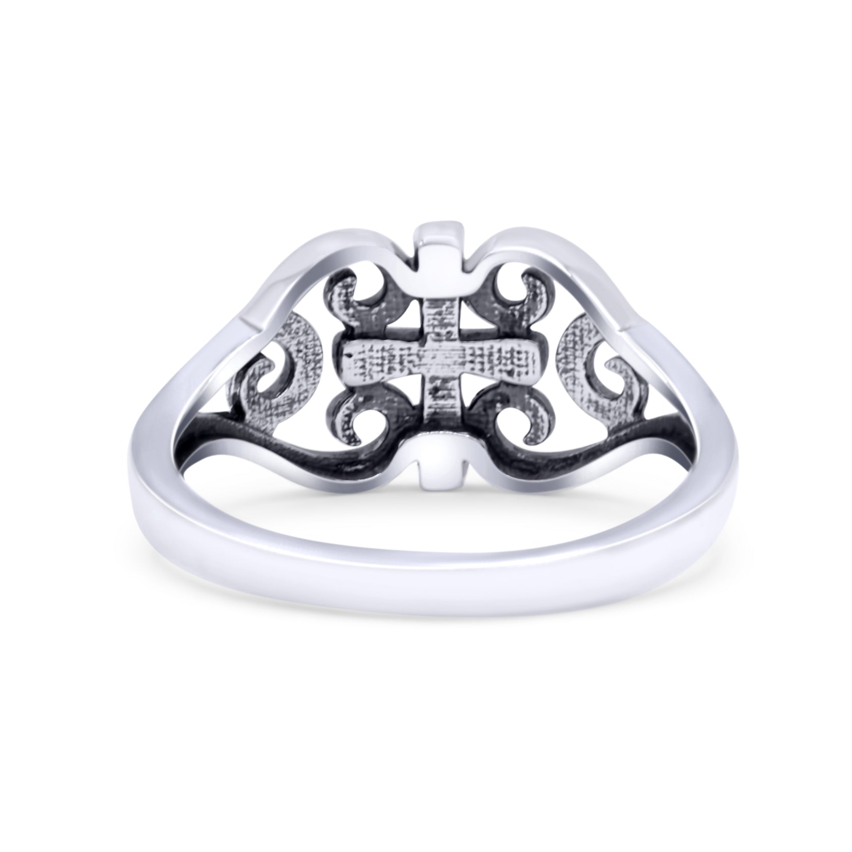 Cross Wedding Engagement Ring Lab Created White Opal 925 Sterling Silver