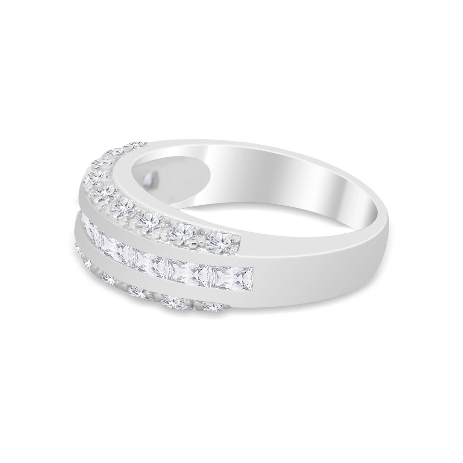 Half Eternity Wedding Band Ring Simulated Cubic Zirconia 925 Sterling Silver