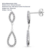 Solid 14K White Gold 25mm Drop Dangle Pear Teardrop Diamond Earrings Wholesale