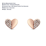Diamond Heart Stud Earrings-rose gold