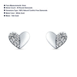 Diamond Heart Stud Earrings -White Gold