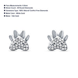 Diamond Paw Print Stud Earrings -white gold