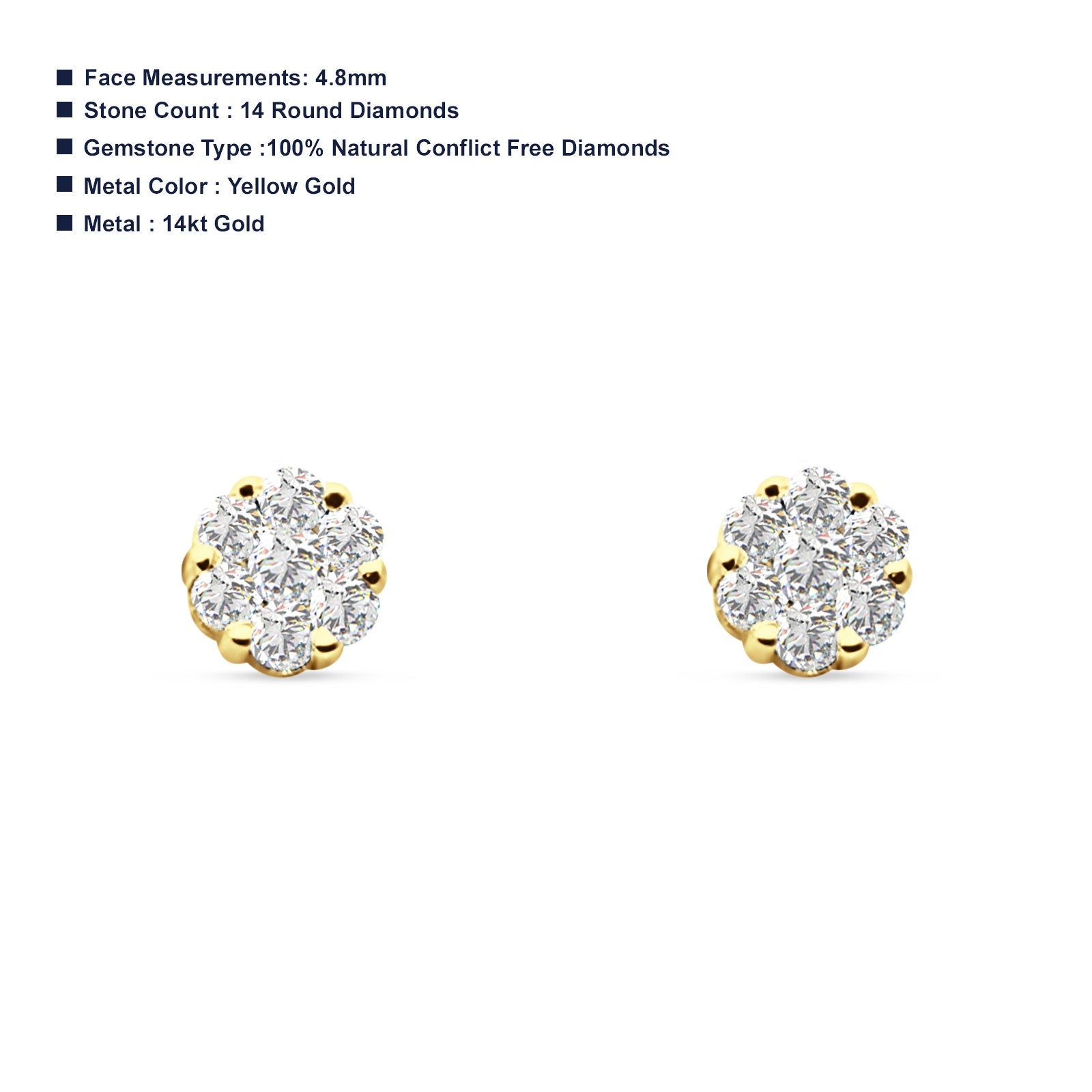 Diamond Flower Stud Earrings