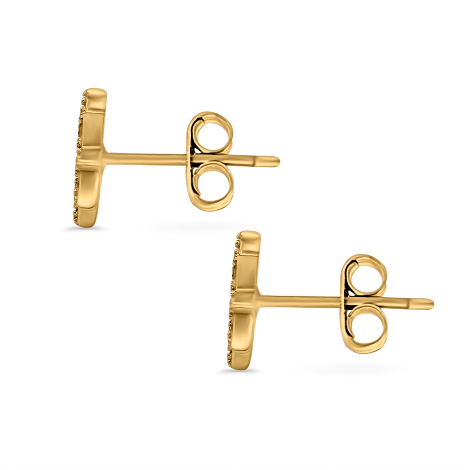 Starburst Stud Earrings Round Yellow Tone, Simulated CZ 925 Sterling Silver