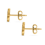 Starburst Stud Earrings Round Yellow Tone, Simulated CZ 925 Sterling Silver